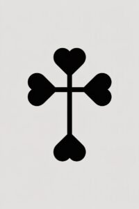 blood heart cross white and black clipart 1