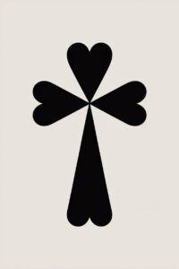 blood heart cross white and black clipart 2