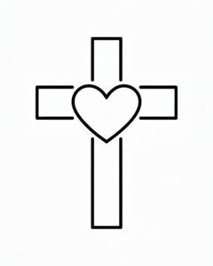 blood heart cross white and black clipart 9