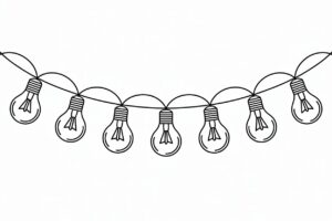 christmas lights clipart black and white 4