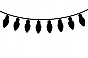 christmas lights clipart black and white 9