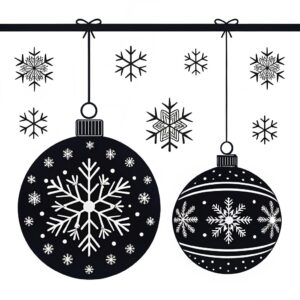 christmas ornament clipart black and white 11