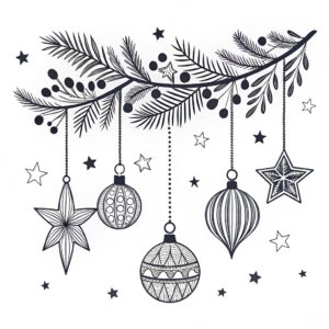 christmas ornament clipart black and white 5