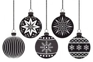 christmas ornament clipart black and white 7