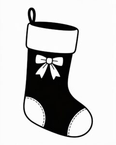 christmas stocking clipart black and white 1
