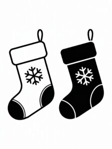 christmas stocking clipart black and white 14