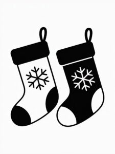 christmas stocking clipart black and white 15