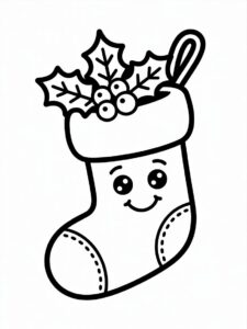 christmas stocking clipart black and white 2