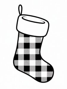 christmas stocking clipart black and white 6