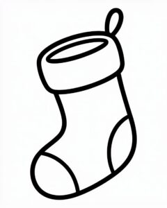 christmas stocking clipart black and white 8