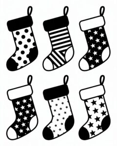 christmas stocking clipart black and white 9