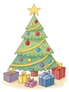 christmas tree and presents clipart 2