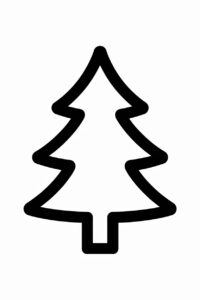 christmas tree black and white clipart 1