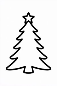 christmas tree black and white clipart 13