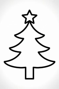 christmas tree black and white clipart 14