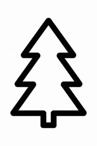 christmas tree black and white clipart 2