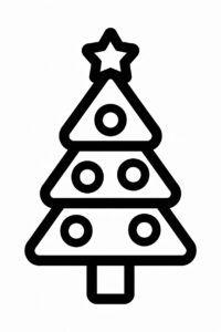 christmas tree black and white clipart 6