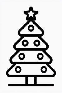 christmas tree black and white clipart 7