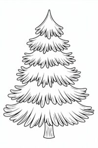 christmas tree black and white clipart 8