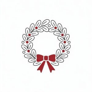 christmas wreath clipart black and white 10