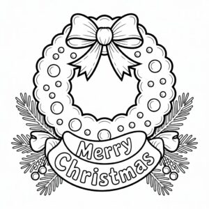 christmas wreath clipart black and white 2