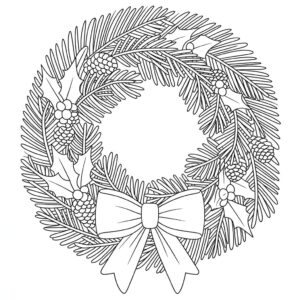 christmas wreath clipart black and white 3
