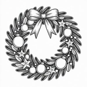 christmas wreath clipart black and white 6