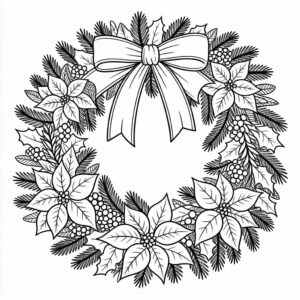 christmas wreath clipart black and white 7
