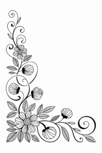 flower border clipart black and white 1