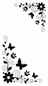 flower border clipart black and white 11