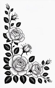 flower border clipart black and white 12