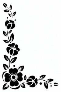 flower border clipart black and white 2