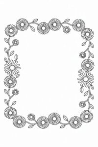 flower border clipart black and white 3