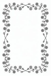 flower border clipart black and white 6