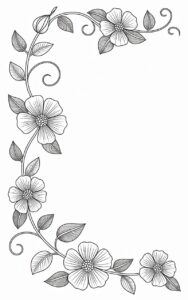 flower border clipart black and white 7