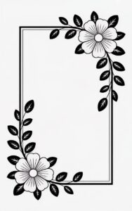 flower border clipart black and white 9