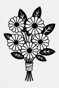 flower bouquet clipart black and white 2