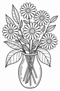 flower bouquet clipart black and white 3