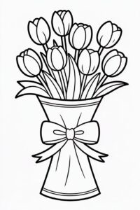flower bouquet clipart black and white 4