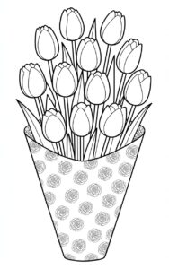 flower bouquet clipart black and white 5