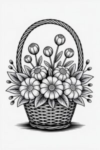flower bouquet clipart black and white 5