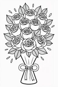 flower bouquet clipart black and white 6