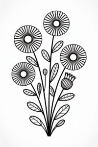 flower bouquet clipart black and white 7