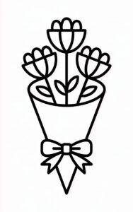 flower bouquet clipart black and white 8