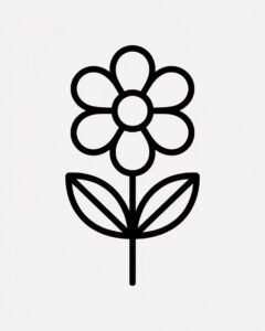 flower clipart black and white 11