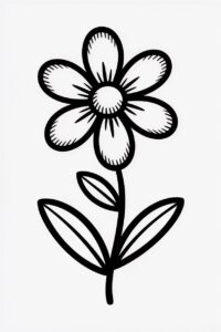 flower clipart black and white 2