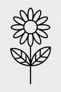 flower clipart black and white 3