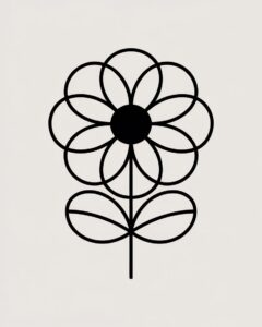 flower clipart black and white 5