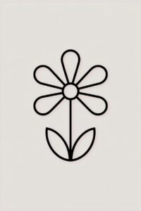 flower clipart black and white 6