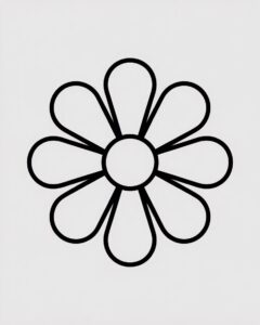 flower clipart black and white 7